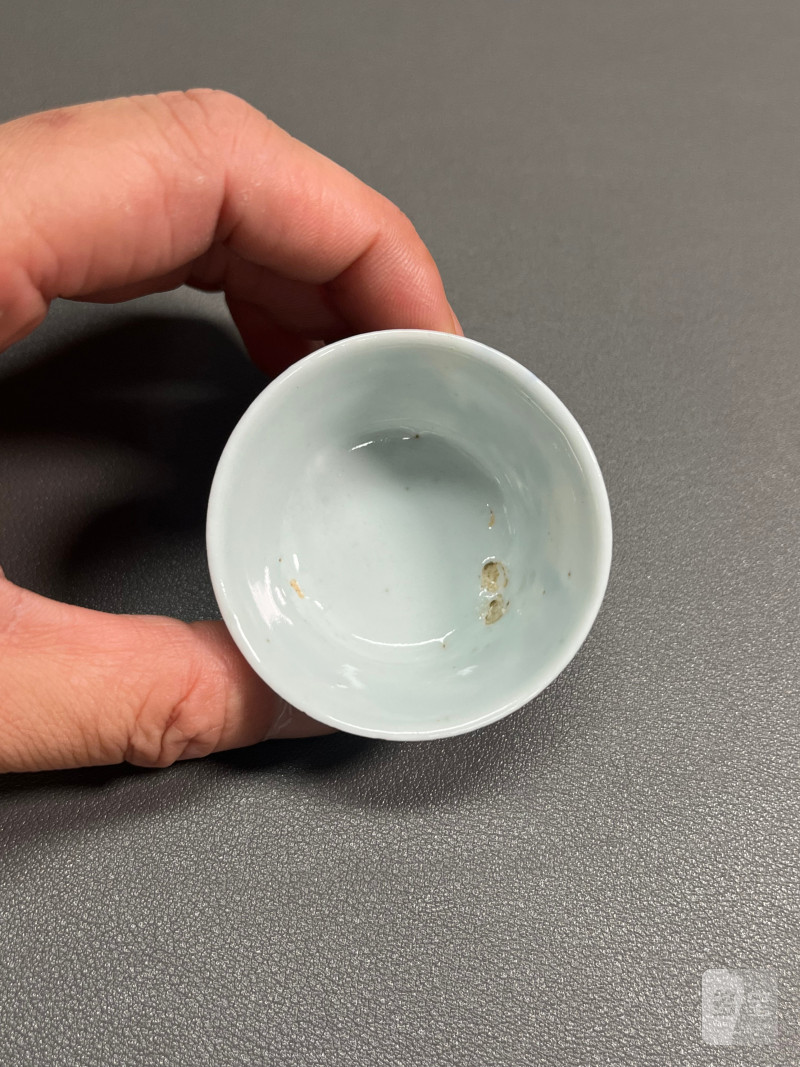 清中期  青花渔家乐图若深杯（一组 5 只） - 图12